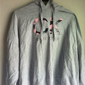 Calvin Klein Light Gray Hoodie with Pink Logo